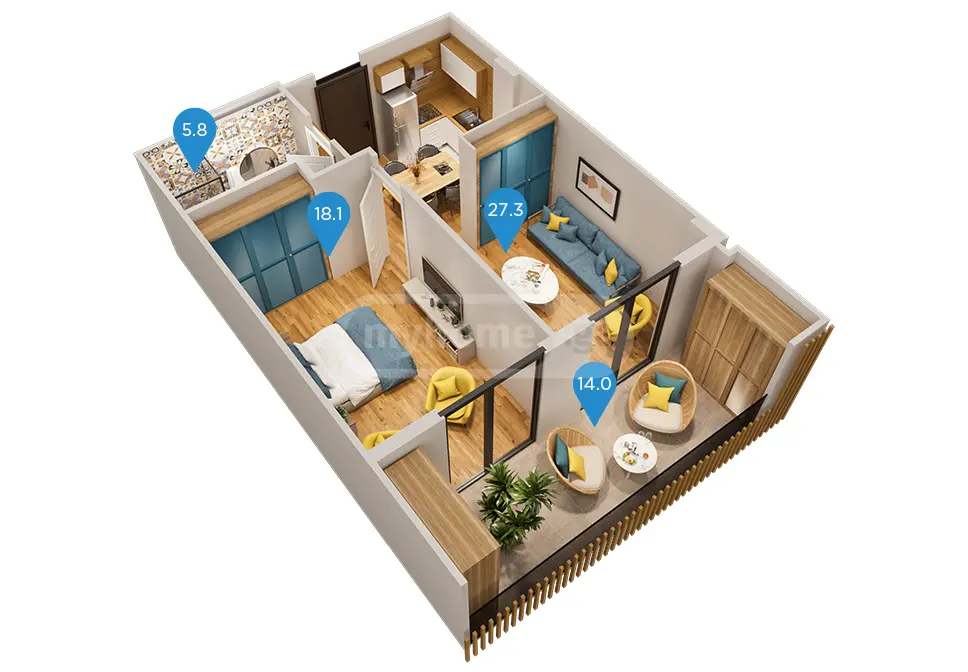 For Sale 3 Room Apartment Tianetis Munitsipalitetshi view 1