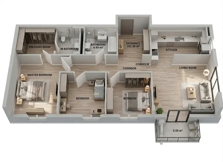 4-Zimmer-Wohnung, Patara Digomi