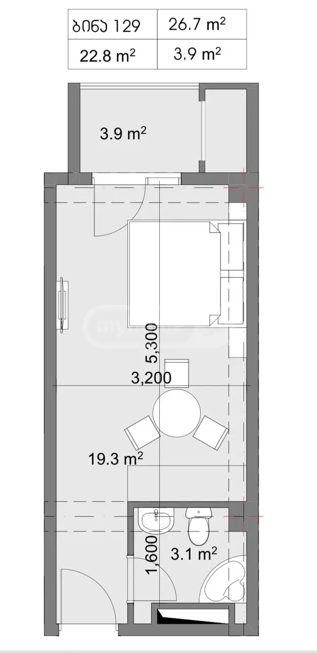 For Sale 1 Room Apartment Rustavshi, 2 of 2
