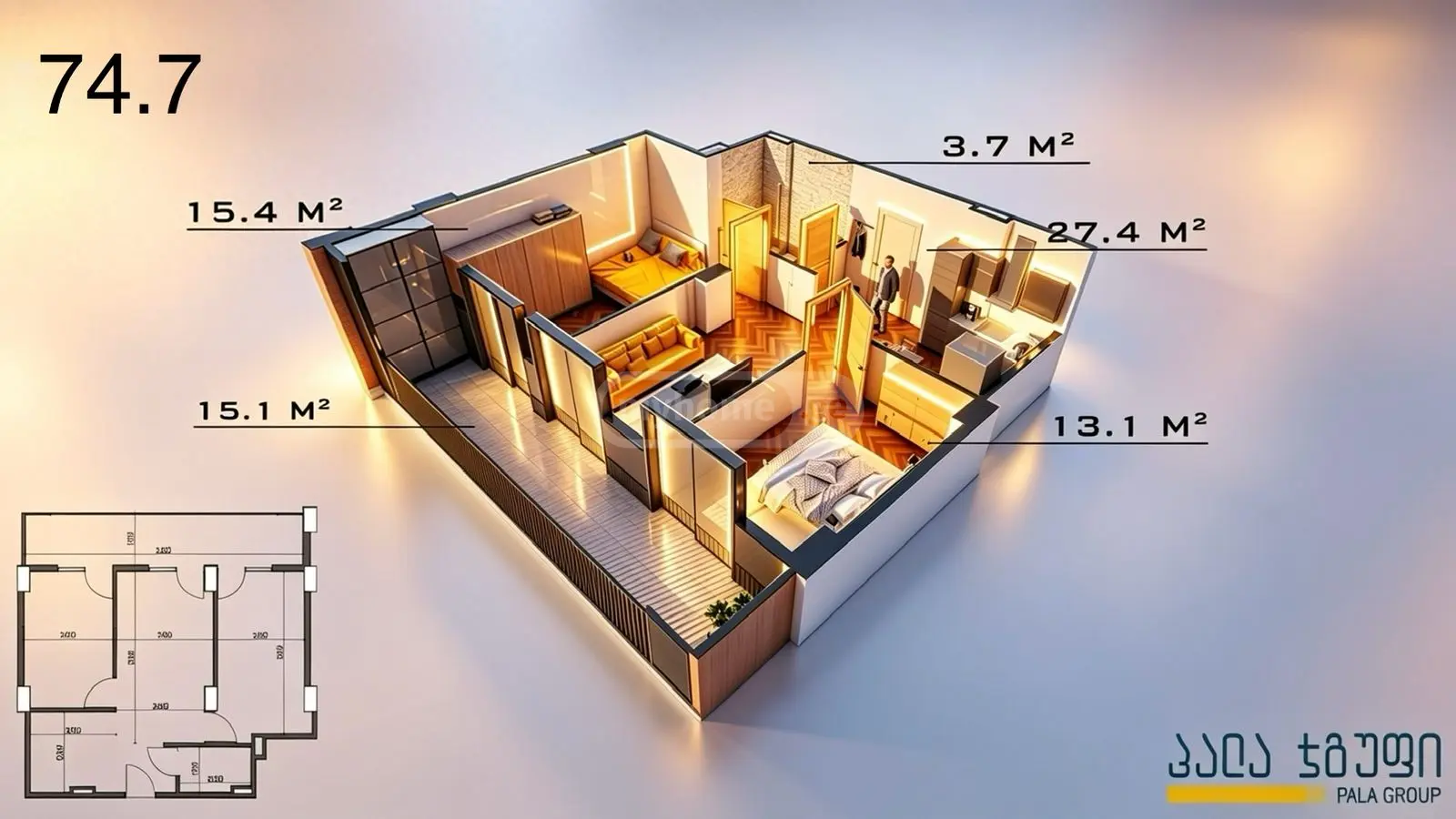 For Sale 2 Room Apartment Varketilshi view 2