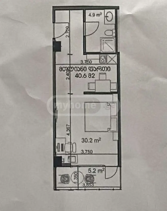 For Sale 2 Room Apartment Kutaisshi view 4