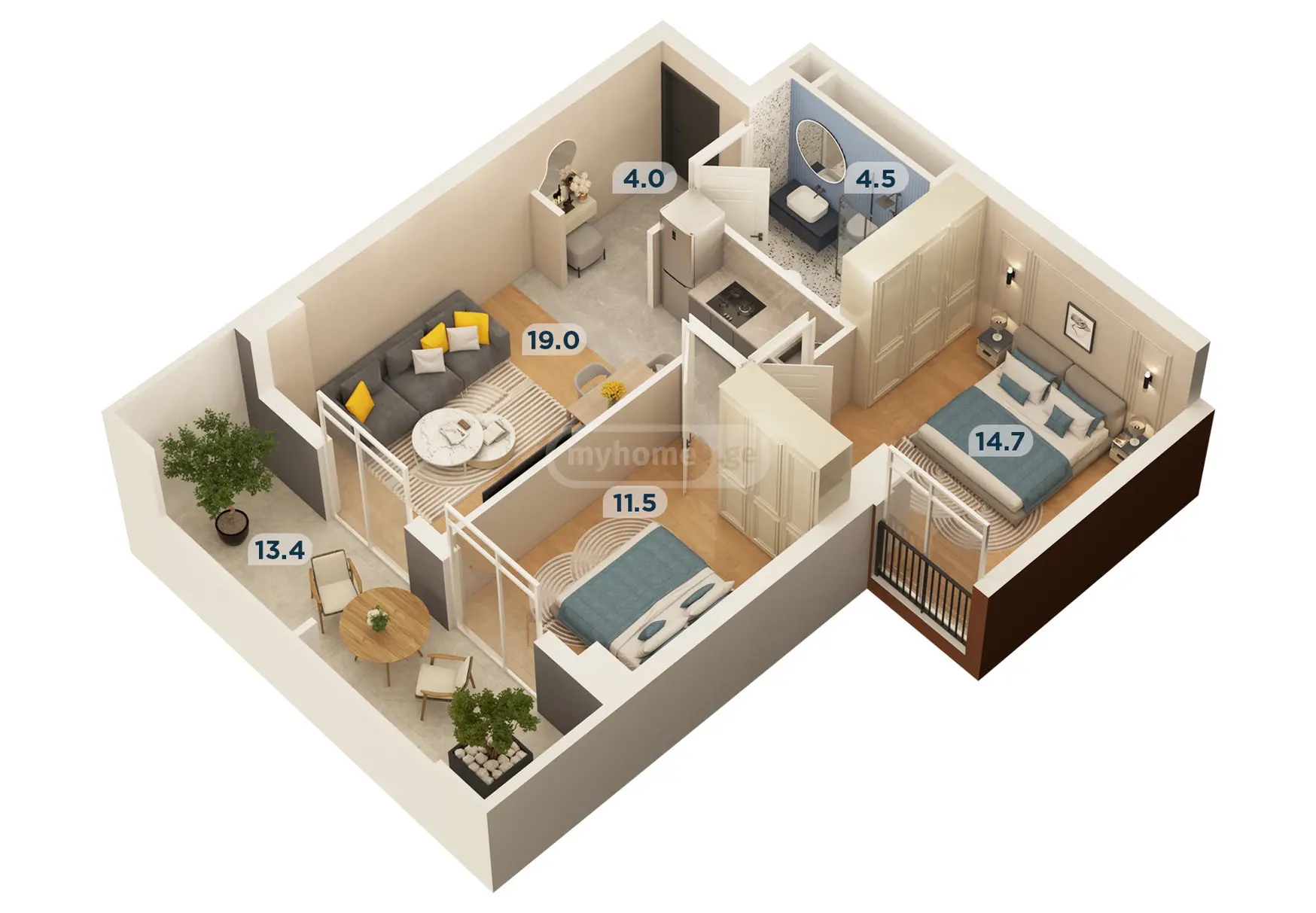 For Sale 3 Room Apartment Rustavshi, 1 of 1