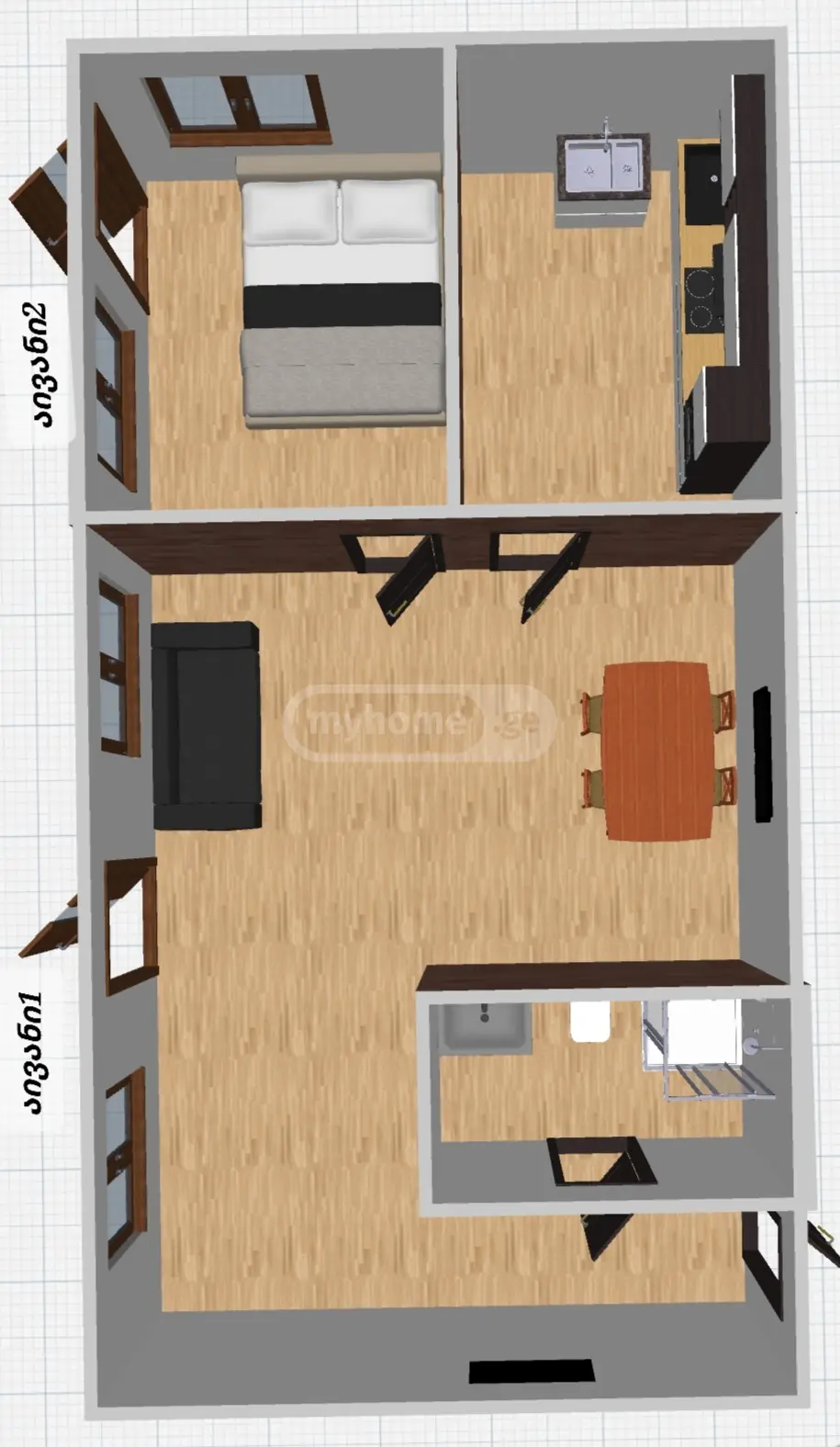 For Sale 2 Room Apartment Kutaisshi view 6