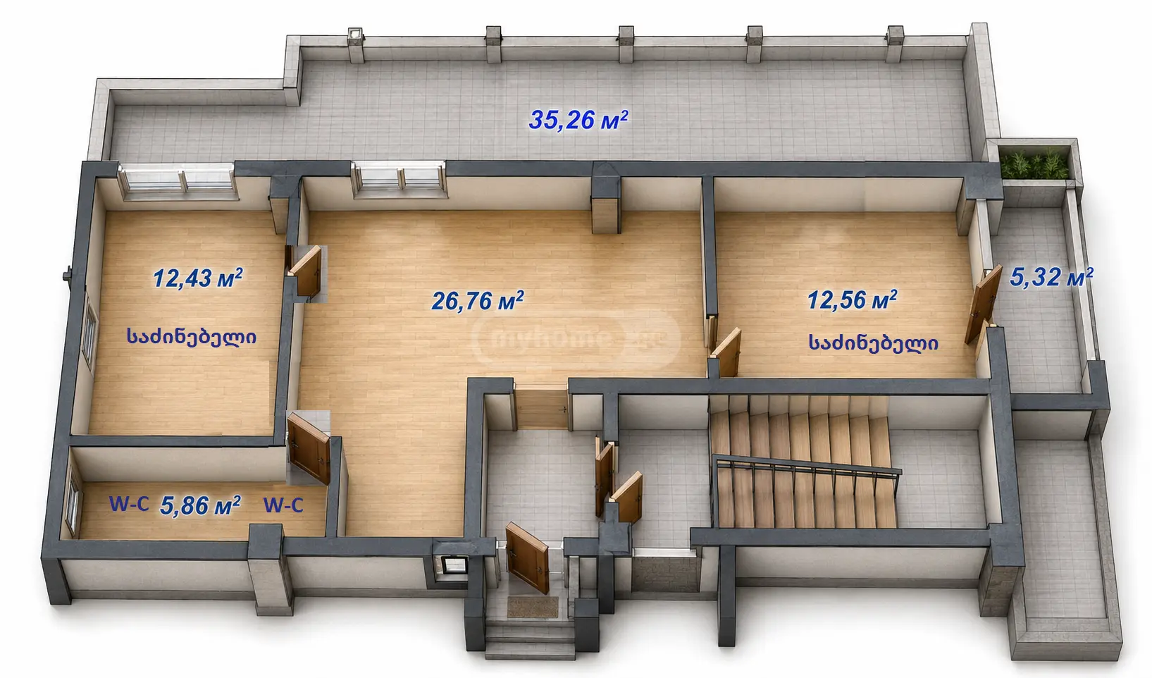 For Sale 3 Room Apartment Kutaisshi view 4