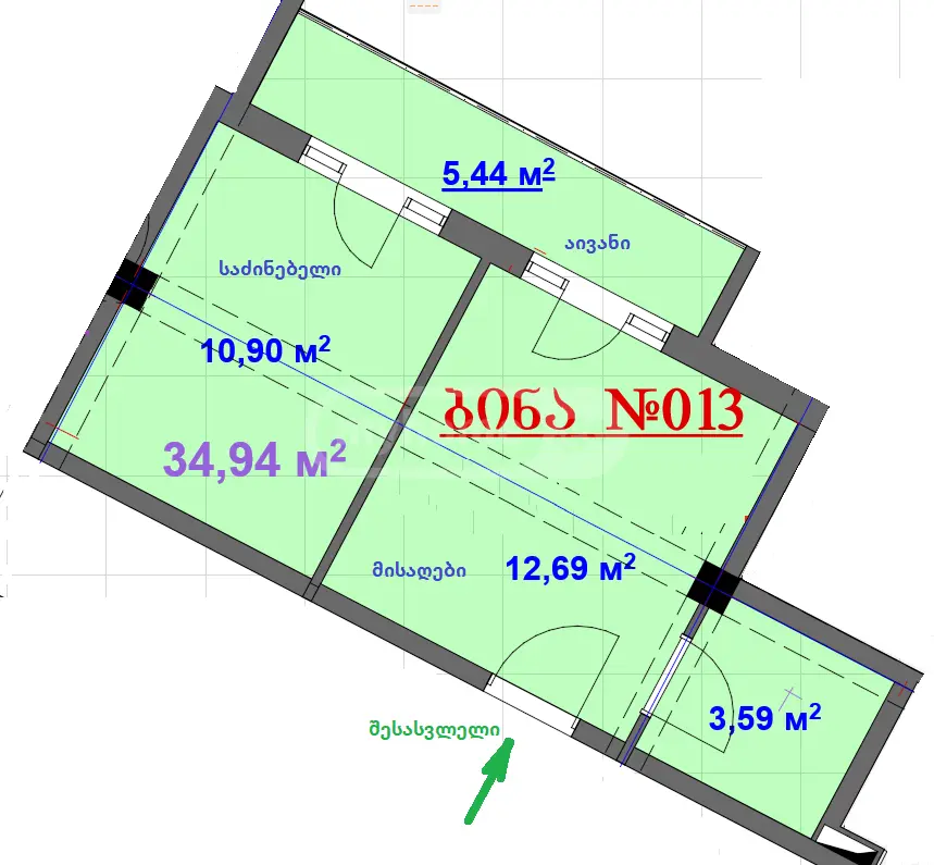 For Sale 2 Room Apartment Kutaisshi view 4