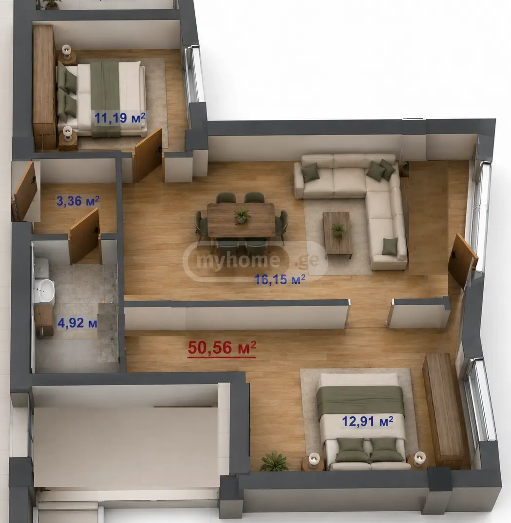 For Sale 3 Room Apartment Kutaisshi view 5