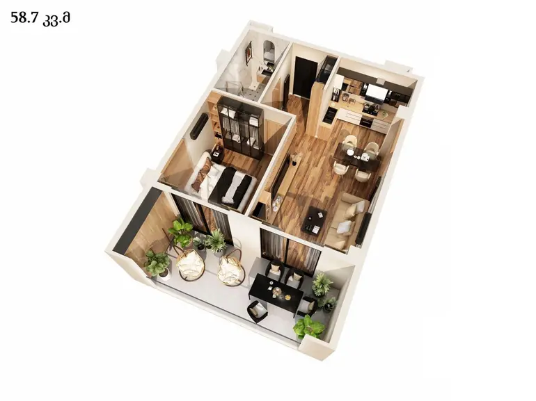 2-Zimmer-Wohnung, მიხეილ გახოკიძის ქუჩა